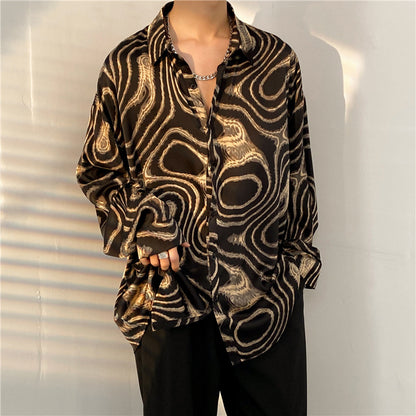 Men’s Button-Up Shirt - Relaxed Fit - Long Sleeve - Whimsical Duck Print