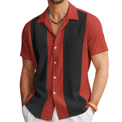 Men’s Button-Up Shirt - Camp Collar - Short Sleeve - Regular Fit - Lightweight Cotton