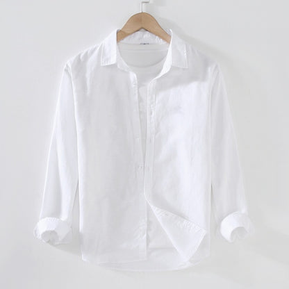Men’s Button-Up Shirt – Cotton Linen Blend – Long Sleeve – Versatile Regular Fit