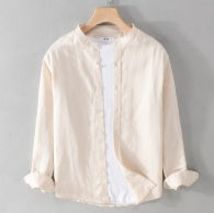 Men’s Button-Up Shirt – Cotton Linen Blend – Long Sleeve – Versatile Regular Fit