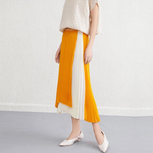 Women’s Midi Skirt – Pleated Design – Asymmetrical Hem – Lightweight Stylish Fit