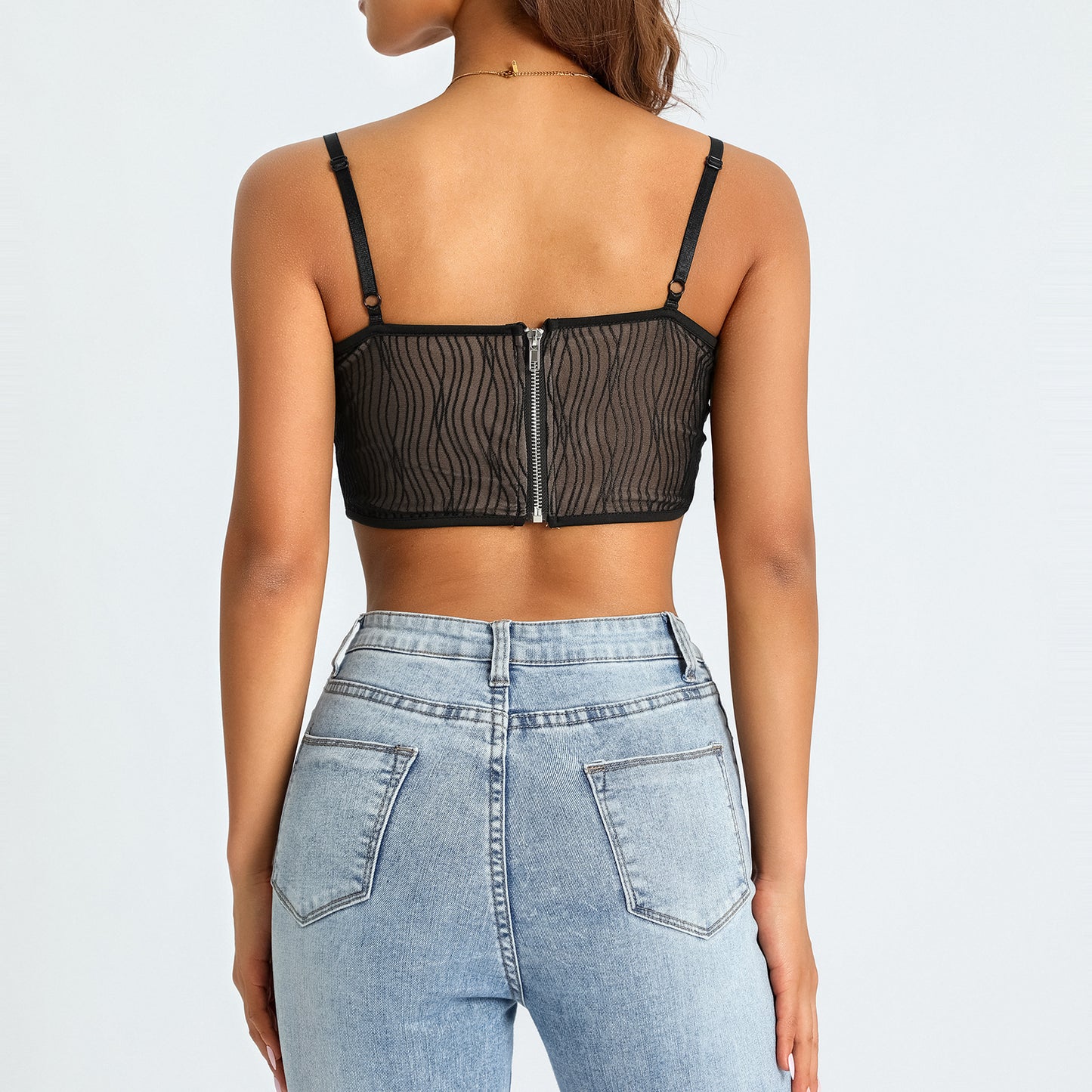 Women’s Corset Top - Structured Fit - Adjustable Straps - Textured Elegant Fabric