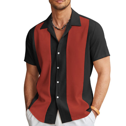 Men’s Button-Up Shirt - Camp Collar - Short Sleeve - Regular Fit - Lightweight Cotton