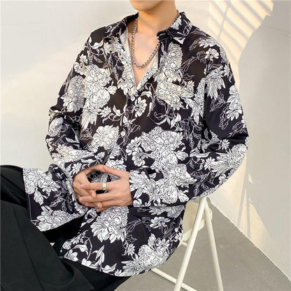 Men’s Button-Up Shirt - Relaxed Fit - Long Sleeve - Whimsical Duck Print