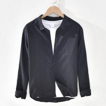 Men’s Button-Up Shirt – Cotton Linen Blend – Long Sleeve – Versatile Regular Fit